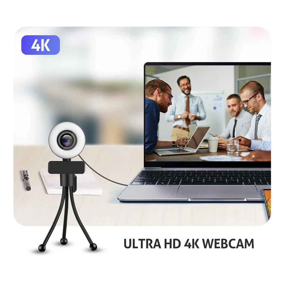 Веб камера Taida 1080P 2K 4K HD с кольцом подсветкой для ноутбука ПК прямых трансляций веб