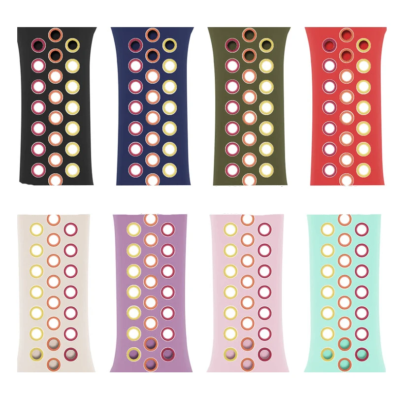 

Silicone Strap For Apple Watch Band 44mm 40mm For iWatch Band 42mm 38mm Breathable Bracelet For Apple Watch 6 5 4 3 2 1 Se Strap