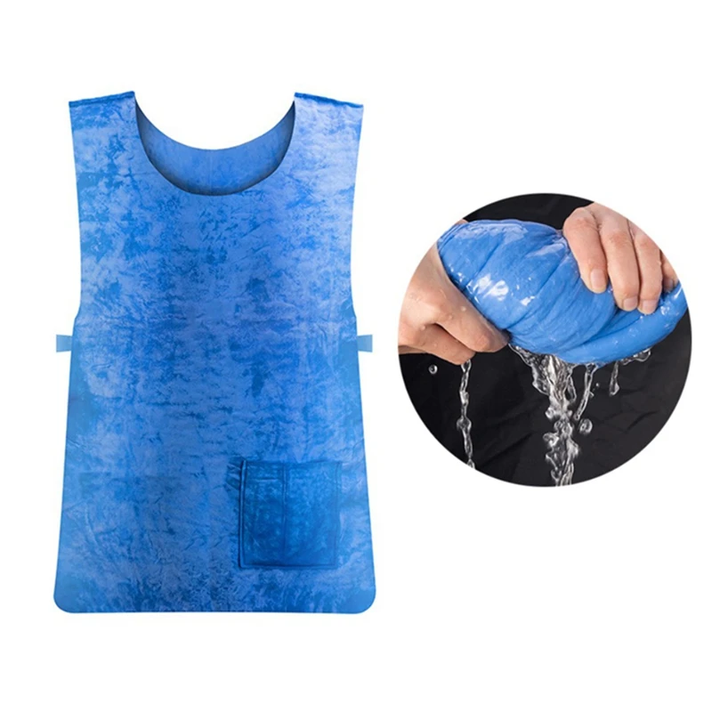 

ELOS-2Pcs Summer Cooling Vest Heat Pissipation PVA Waterproof Vest Work Vests for High Temperature Protective Blue