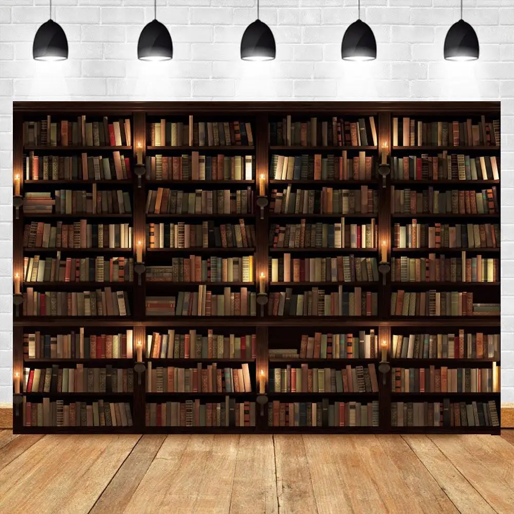 Фон для фотографий с книжной полкой винтажная доска детская библиотека школьный
