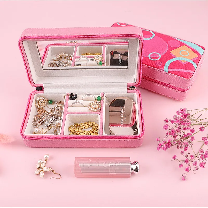 

Jewelry Box Customized name Logos Travel Comestic Jewelry Casket Organizer Makeup Storage Box Beauty Container Necklace Gift
