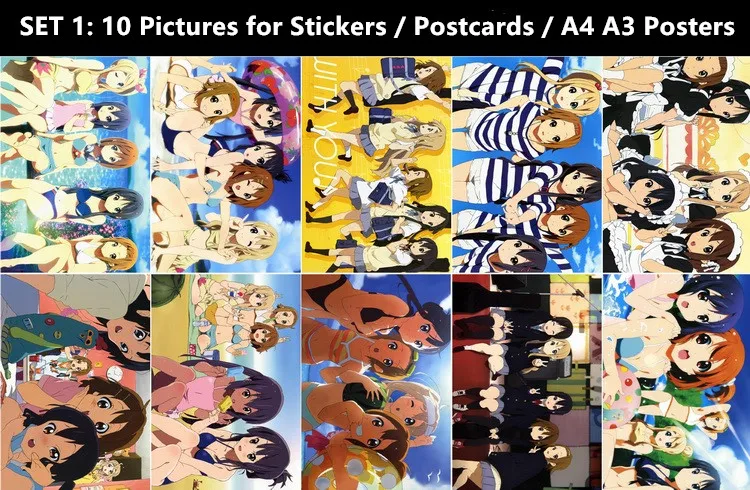 10 шт./лот K-ON! Постер-наклейка открытка K-on Yui Mio Ritsu Tsumugi Azusa Nodoka Ui подарочная карта