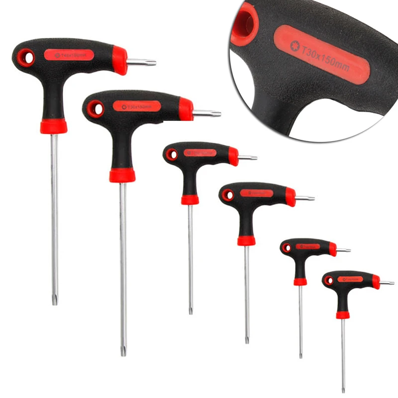 

Hot T-Handle Grip Torx & Hex Allen Key Screwdriver Driver Tool T10/15/20/25/30/40 Drop Ship