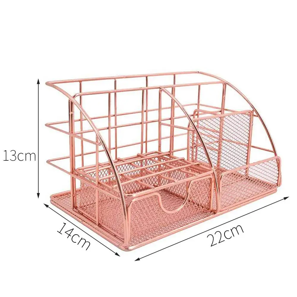 

Stainless Steel Sundries Storage Stationery Cosmetic Case Pen Holder Multifunctional Domestic Storage Basket Fashionable