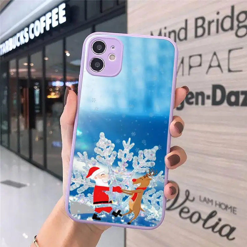 

New year Christmas Santa Claus Elk design Phone Case Matte Transparent for iPhone 7 8 11 12 s mini pro X XS XR MAX Plus cover