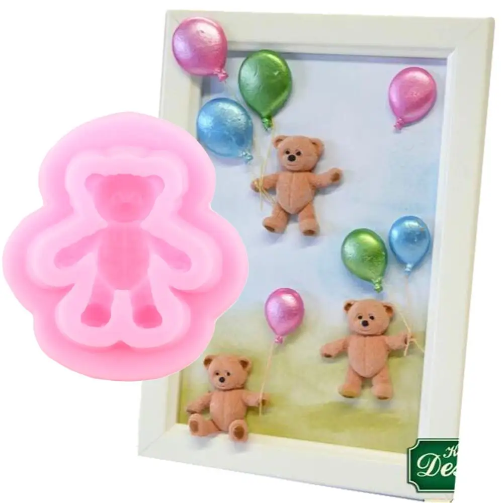 3D Craft Mini Bear Fondant Silicone Molds Baby Birthday Cake Decorating Tools Chocolate Gumpaste Candy Polymer Clay Moulds