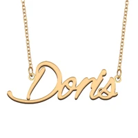 doris name necklace for women stainless steel jewelry 18k gold plated nameplate pendant femme mother girlfriend gift