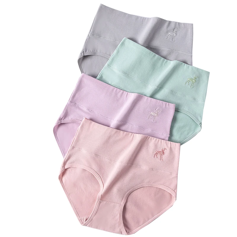 Трусики женские из мягкого хлопка с завышенной талией 4 шт./компл. | Женская одежда