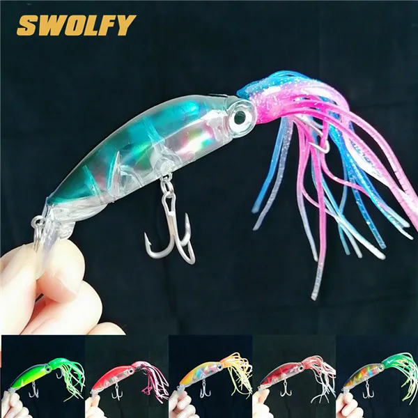 Swolfy 6 шт. 10 см 18 г рыболовные бионические приманки искусственные жесткие кальмары юбки осьминог Троллинг Приманки с крючком снаряжение рыболовное снасти - Цвет: 6PCS 9098