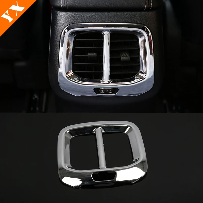 

1pcs For Jeep Cherokee KL 2014-16 17 2018 ABS Chrome Car Rear Back Kicks Air Conditioner Outlet AC Vent frame Panel Cover trim
