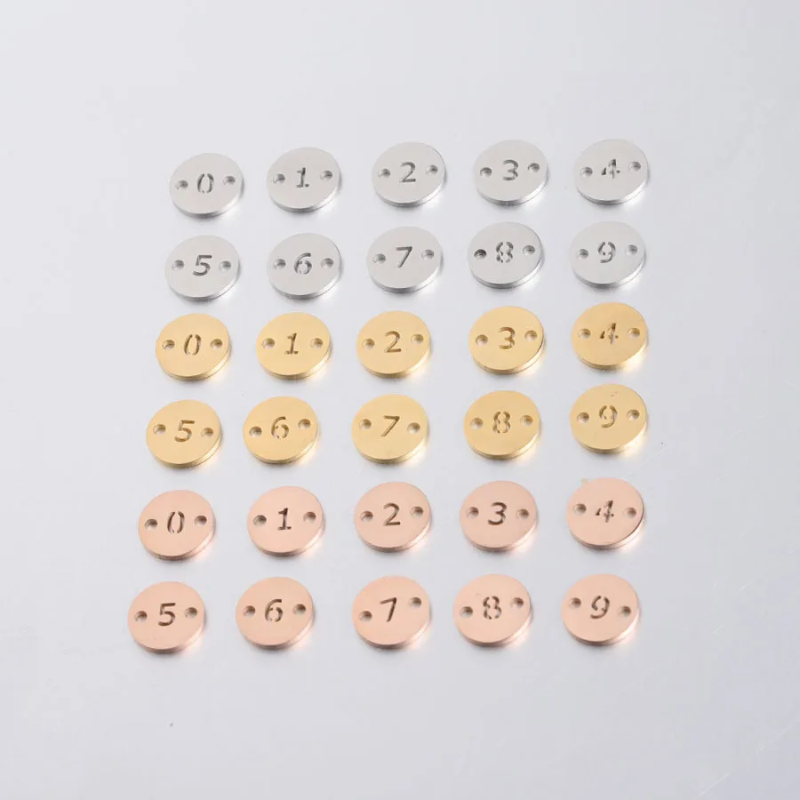 Подвеска с цифрами из нержавеющей стали 2 отверстия металлический круглый полый