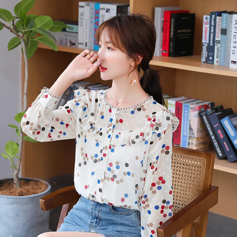 

Autumn long sleeve Tops Female O Neck White Women Blouse Shirt Ladies Loose colored Chic Casual Blouses 2020 high quality