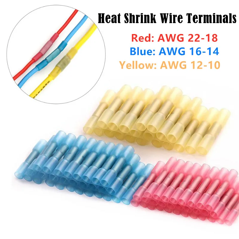 

10/25/50PCS Waterproof Heat Shrink Butt Connectors Insulated Electrical Wire Splice Cable Crimp Terminals Connector 0.5-6.0mm2