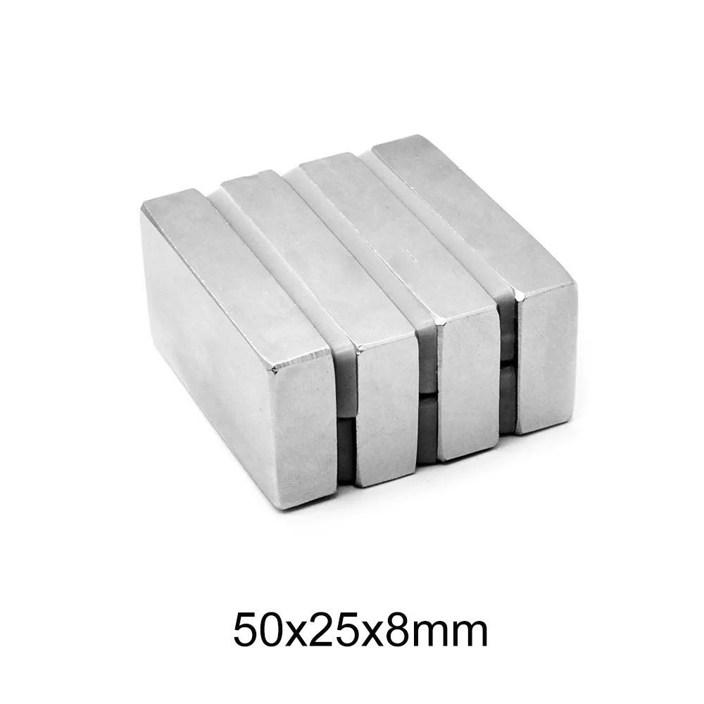 1/2/5 шт 50x25x8 мощный намагничивания магниты 50mmX25mm неодимовый магнит мм сильный
