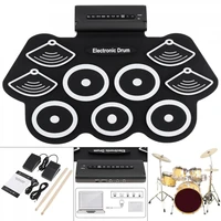 9 pads electronic roll up silicone drum electric drum kit with drumsticks and sustain pedal