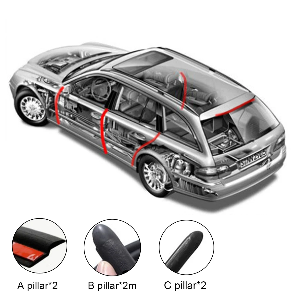 

Car Door Seal Strip Rubber Strip Anti-Aging Noise-Reduction Sealing Strip Dust-proof Sealant for A B C Pillars Car Accessories
