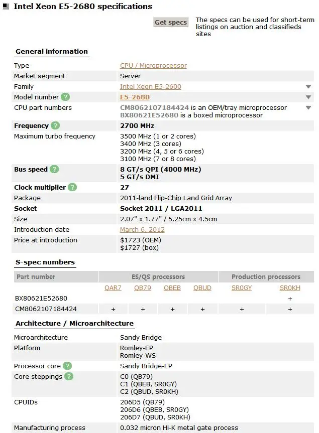 Процессор Intel Xeon E5 2680 2 7 ГГц 20 Мб кэш памяти 8GT/s LGA 2011 SROKH C2 130 Вт 100% рабочий процессор