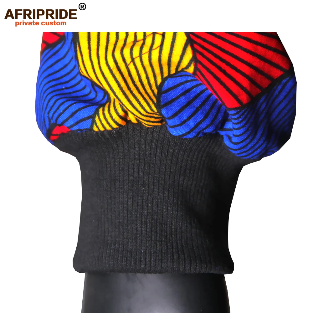 Men's PU Leather Jacket African Dashiki Outwear Print Sleeve Ankara Blazer Zipper Biker Coat for Winter AFRIPRIDE A1914009