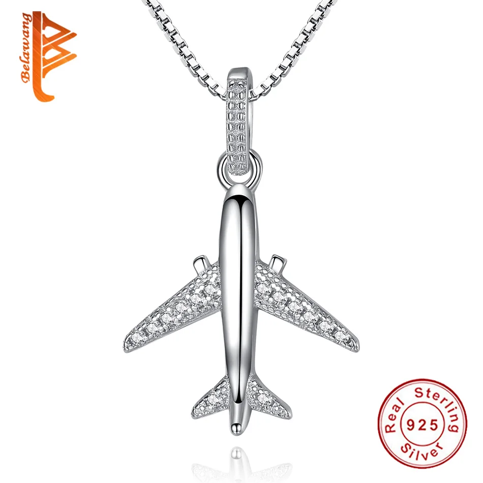 

Ожерелье женское из серебра 925 пробы с кулоном в виде самолета