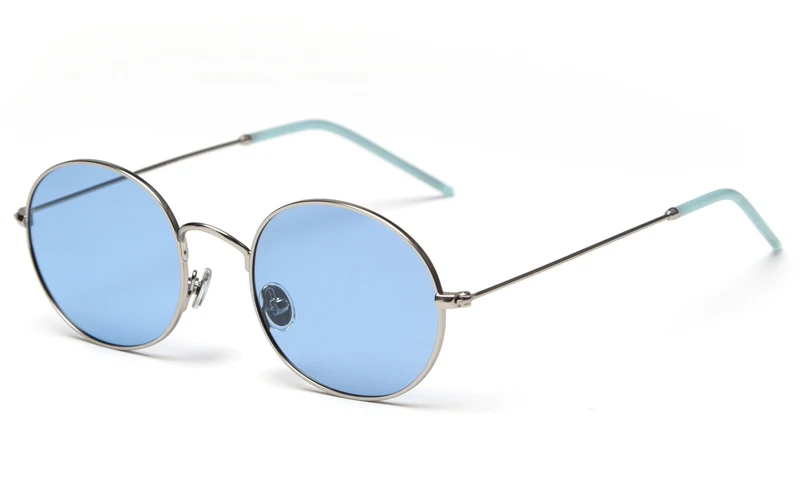 silver with blue Kachawoo маленькие Овальные Солнцезащитные очки женские поляризованные красные оранжевые черные мужские круглые солнцезащитные очки металлические подарки на день рождения мужские Прямая поставка - Цвет линз: silver with blue