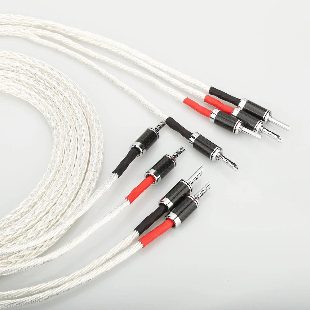

Pair 8N single silver Plated Twisted Speaker Cable Loudspeaker Cable For HIFI amplifier speaker Audiophile