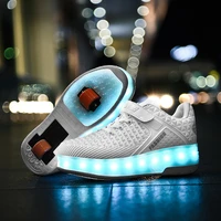size 28 40 light up kids boy gilr shoes roller glowing sneakers led double wheels usb charging skate shoes for children