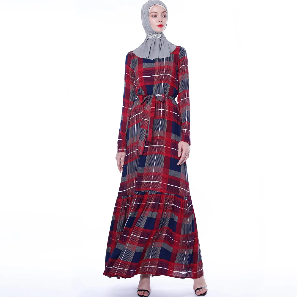

Элегантное женское мусульманское платье в клетку Abaya, Дубай, Турция, Рамадан, Caftan, Marocain gamis, мусульманское кимоно wanita abaya, исламское платье