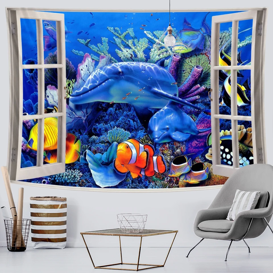 3D мечта сцены подводный мир гобелен для домашнего декора Коврик йоги с мандалой