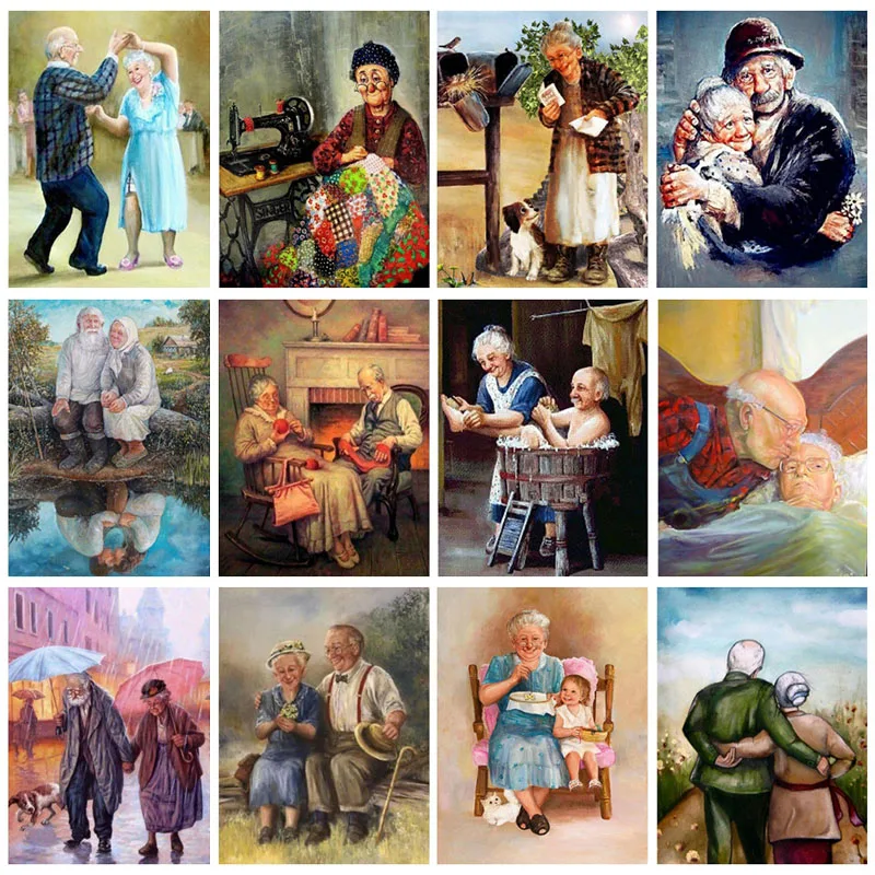 

DIY 5D Diamond Painting Old People Diamond Embroidery Full Round Drill Rhinestones Mosaic Sale Art Wall Decor