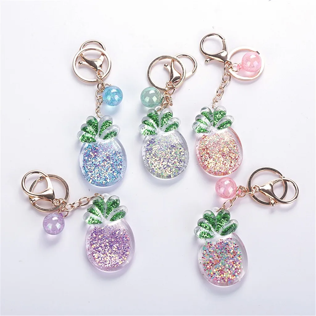 Кольцо с фруктами жидкий ключ кольцо фантазия брелок для ключей блестками