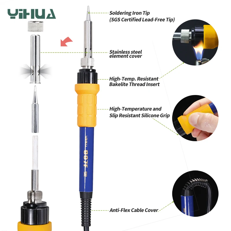 Паяльник YIHUA 907F с синей ручкой 60 Вт|soldering iron|iron soldering toolheater hakko |