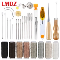lmdz 30pcs home sewing repair kit with sewing thread large eye stitching needles awl for clothing repair tools