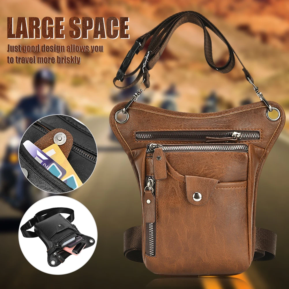 

Men Leather Waist Pack Multi-function Business Massenger Shoulder Bag Travel Waist Bag Casual Sling Bag Drop Leg Pouch for Men