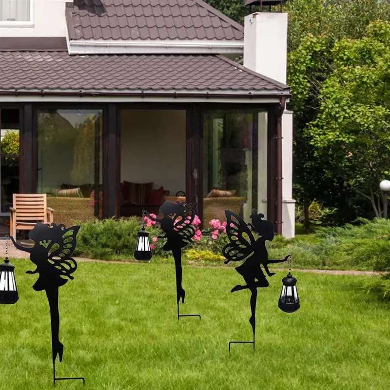 

Fairy Hanging Lantern Solar Lights Outdoor Fairy Carry Lanterns Metal Fairy Silhouette Light Ornaments for Lawn Patio Path