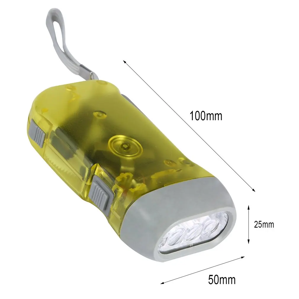 

Hand Crank Traveling Torch Light Battery-Free Camping Lights 3 LEDs Hand Pressing Flashlight Manual Generator Flashlight