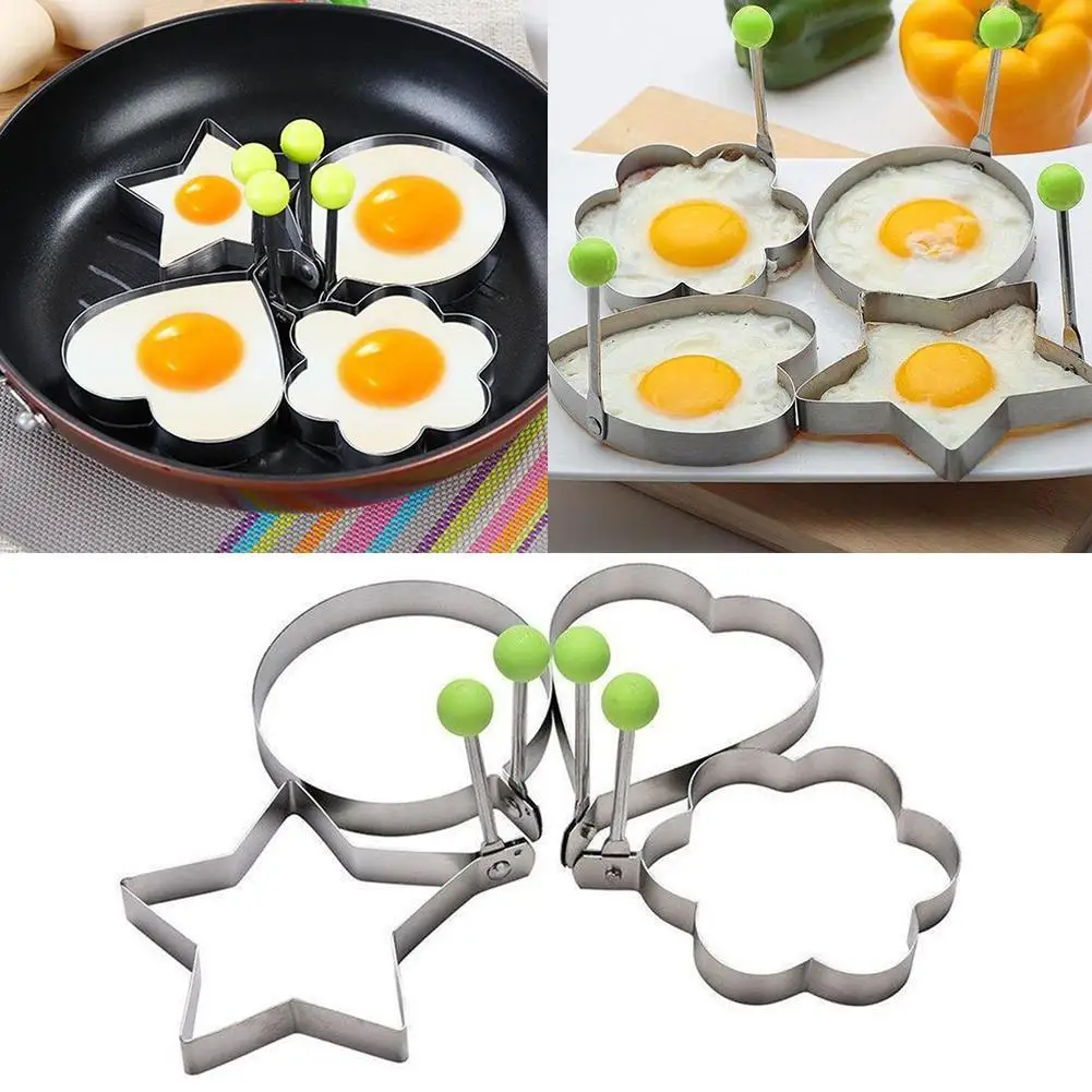 

Steel Fried Egg Mold Creative Cake Grinder Gadget Set OPP Pancake Kitchen Kitchen Tool Omelette Baking Mold Rings X0F2