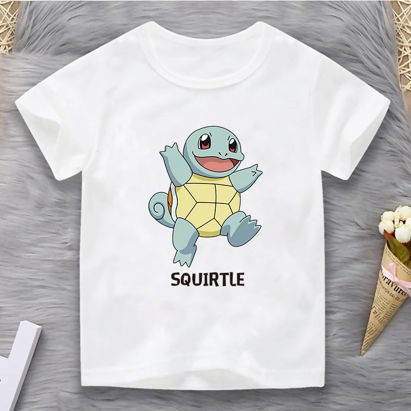 

Pokemon Kids T-shirt Summer Shirt Creative Squirtle Anime Boys Clothing Short Sleeve T Shirt for Children Cartoons Fashion Tops