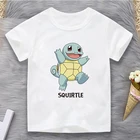 Детская футболка с покемоном, летняя рубашка, креативная аниме одежда сквиртла для мальчиков, футболка с коротким рукавом для детей, модные топы с мультяшным рисунком