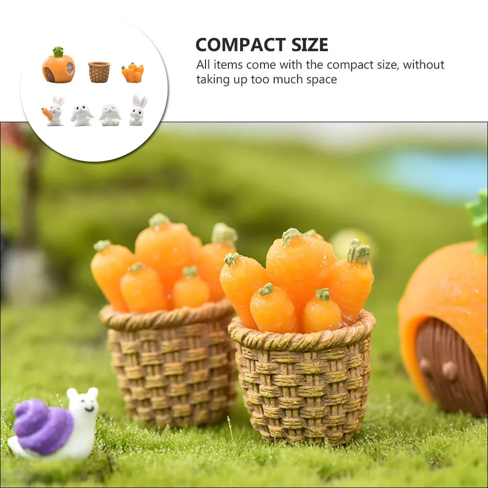 

7pcs Mini Landscape Rabbit Adornment Adorable Rabbit Model Cartoon Rabbit Decor
