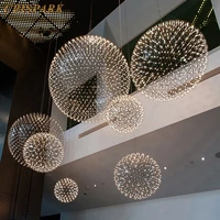 firework stainless steel pendant lighting led moden orb chandelier lamp home decor staircase indoor lighting hotel globe lamp