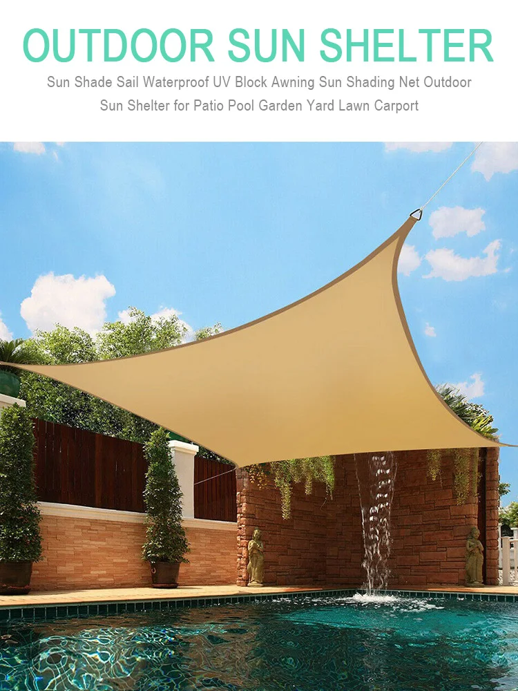 

Sun Shade Sail Waterproof UV Block Awning Sun Shading Net Outdoor Sun Shelter for Patio Pool Garden Yard Lawn Carport