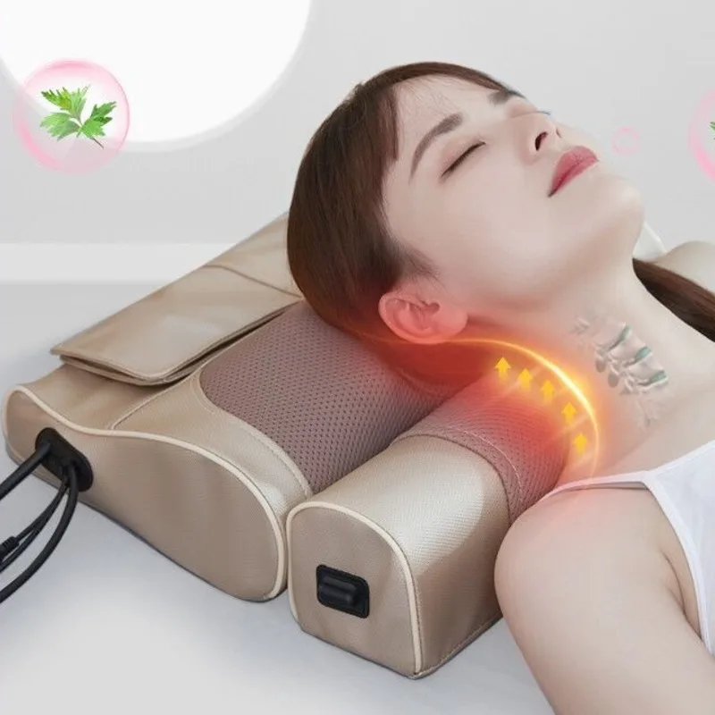 Two way kneading cervical massager pillow with three levels of strength multi-functional neck shoulder kneading hot compress pad