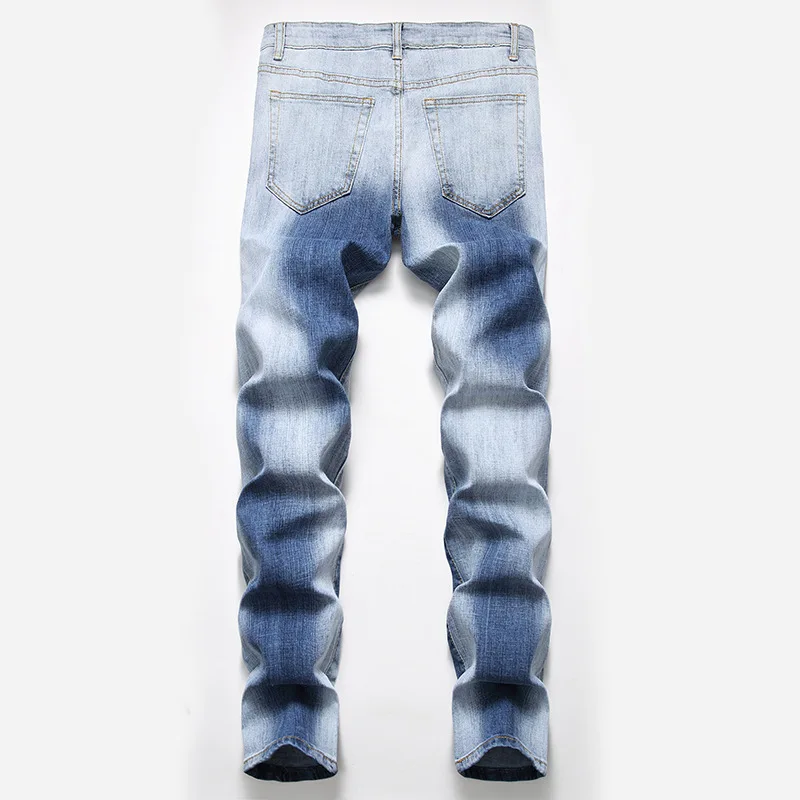 QMGOOD Мода для мужчин s Slim Fit деним рваные джинсы повседневные Прямые мужские