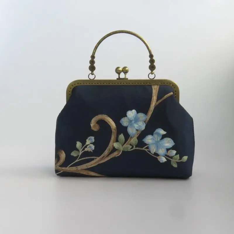 

Chinese Style Retro Cheongsam Bags Handmade Ancient Style Ethnic Embroidered Flowers Women Handbags Elegant Frame Bag