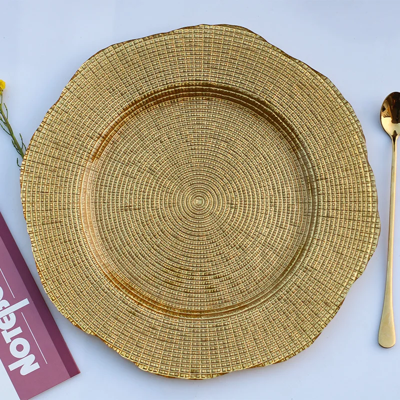 

Galvanized Glass Plate Luxury Tableware Fruit Salad Plate Restaurant Hotel Cooking Dishes Dinner Plates Kitchen Utensils Decor