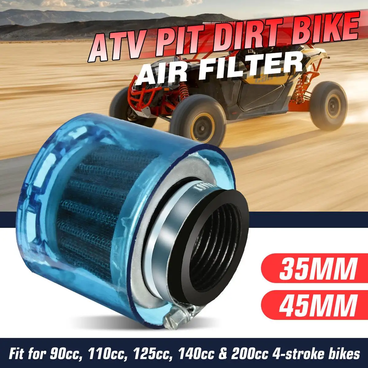 

Universal Blue 35mm 45mm Motorcycle Motorbike Air Filter Cleaner 50cc 110cc 125cc ATV PIT Dirt Bike Splash Proof