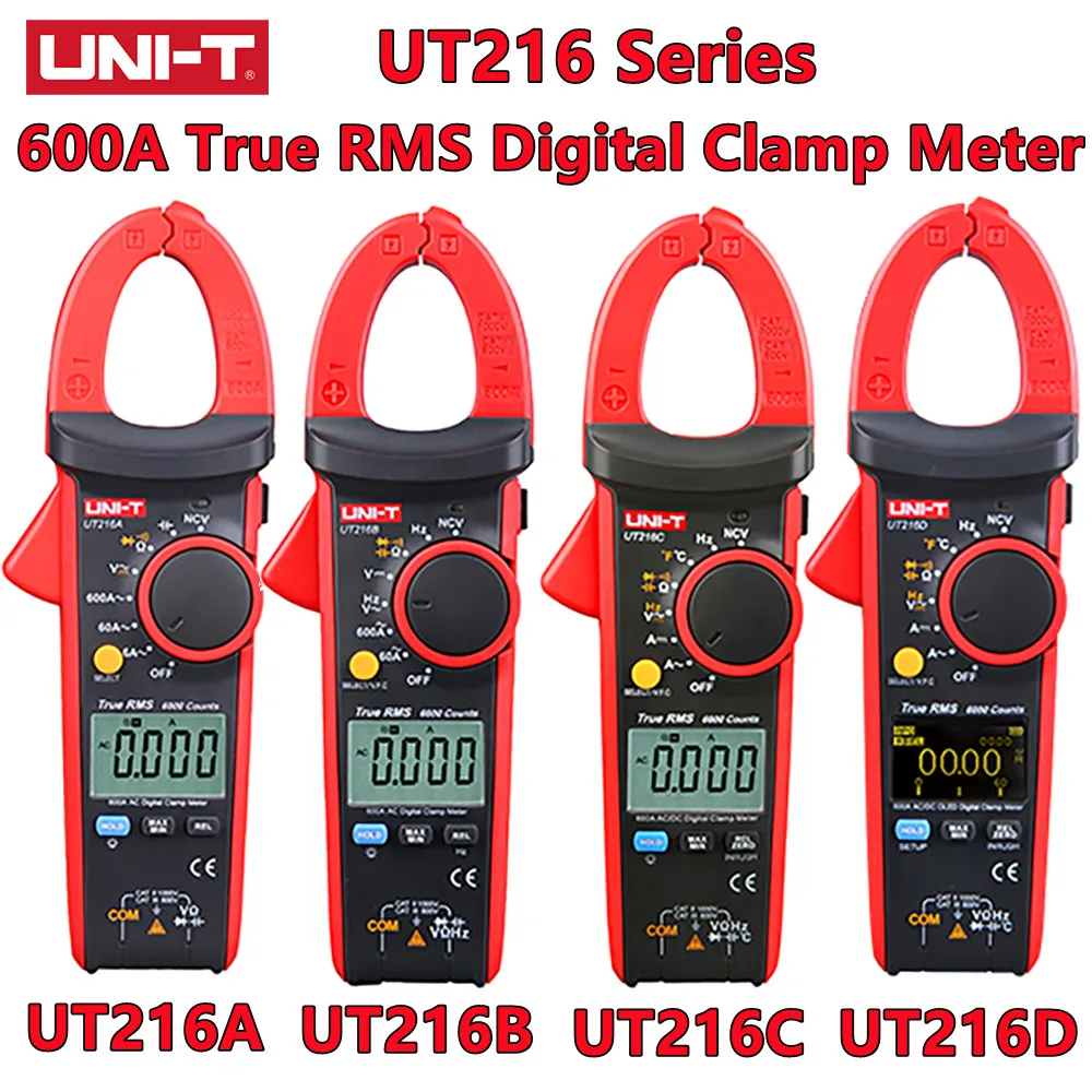 

UNI-T UT216 Series True RMS Digital Clamp Meter UT216A UT216B UT216C UT216D 600A MAX/MIN/Relative Modes NCV Flashlight VFC