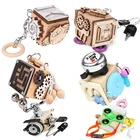 Деревянная игрушка Монтессори, рабочая доска, кубик для детей, тренировочная блокировка, фиджет, детские игрушки для мальчиков