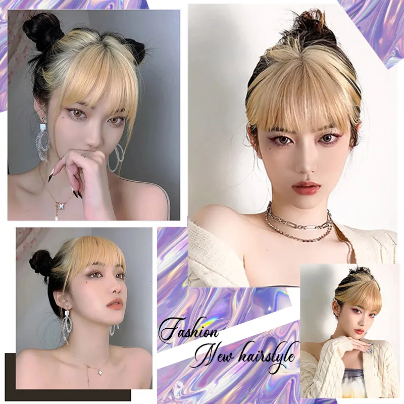 

AILIADE 3DTop Hair Pieces With Linen Platinum Air Bangs Clip in Hair Bangs Fringe Invisible Seamless Synthetic Natural Hairpiece