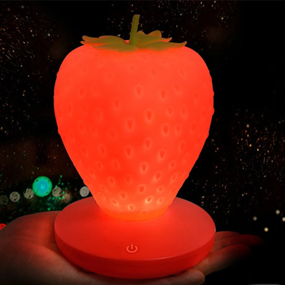 

Strawberry Nightlight Bedside USB Charging Decorative Silicone Lamp Children'S Eye Care Kid'S Room Light Atmosphere Lamp Gift